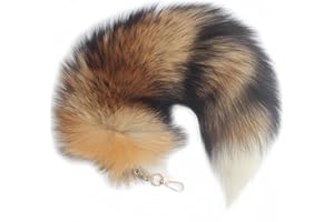Iivos Fluffy Therian fox Tail Keychain - Soft Fur, Realistic Colors, Durable, Perfect for Cosplay, Renaissance Fairs