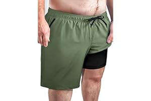 Arcweg Men's Big & Tall Swim Trunks - Quick Dry Board Shorts with Compression Liner & Zipper Pockets (2X-6X)