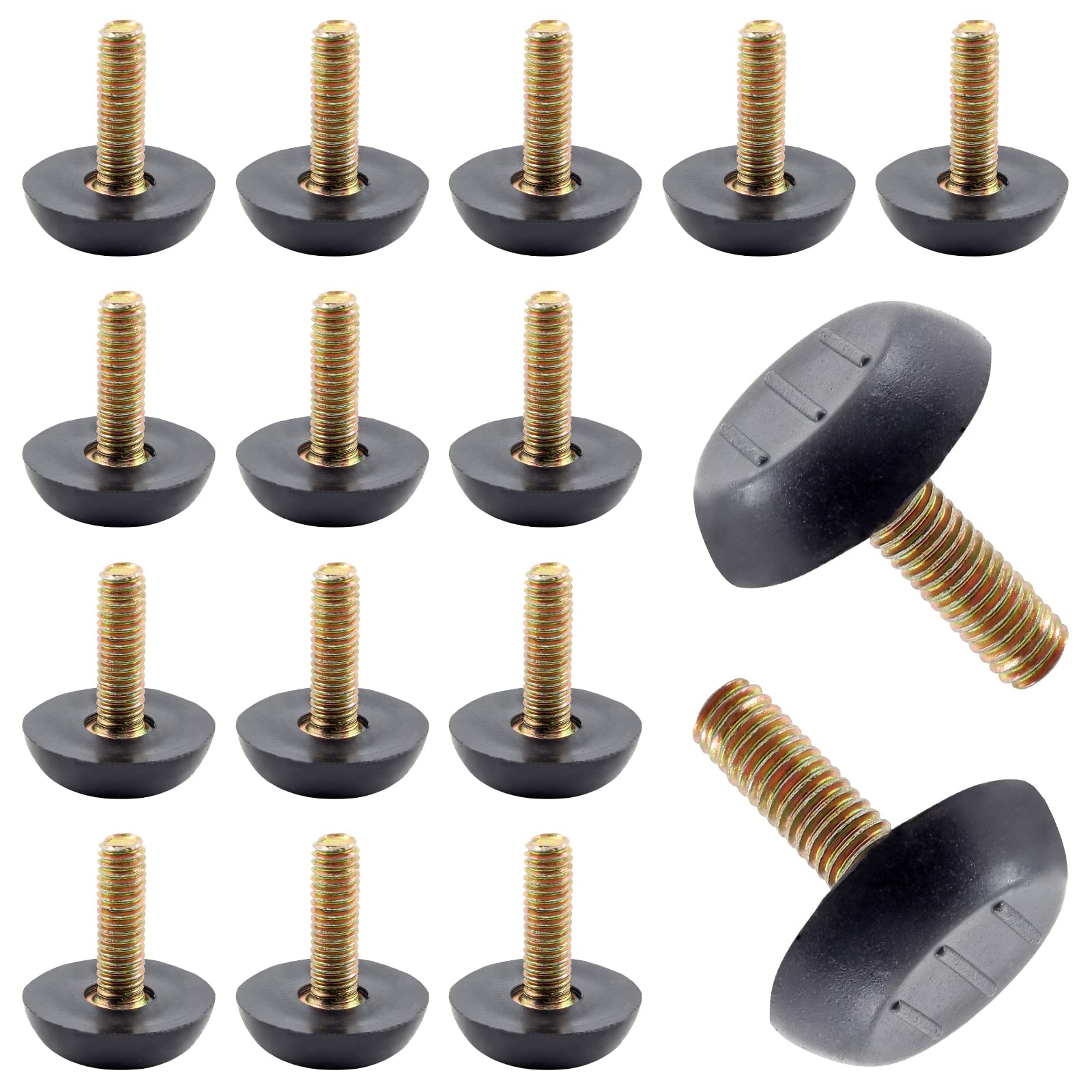 Photo 1 of Zorveiio 16 Pcs M6 Furniture Levelers Table Leg Levelers, Levelling Foot Screw on Furniture Glides Foot Adjuster Mini Adjustable Feet for Legs Patio Feet - Black