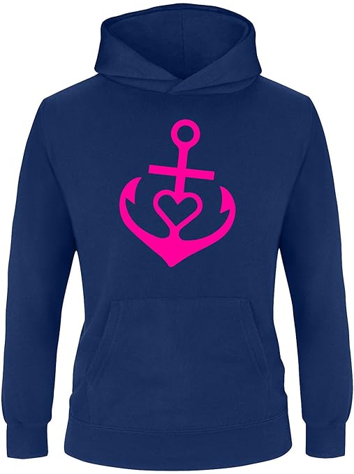 EZYshirt® Anker mit Herz Kinder Hoodie Kapuzenpullover