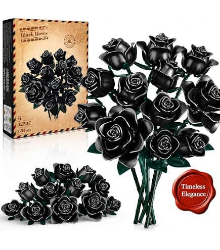 Amazon.com: Black Roses Bouquet Building Set, 634Pcs Artificial