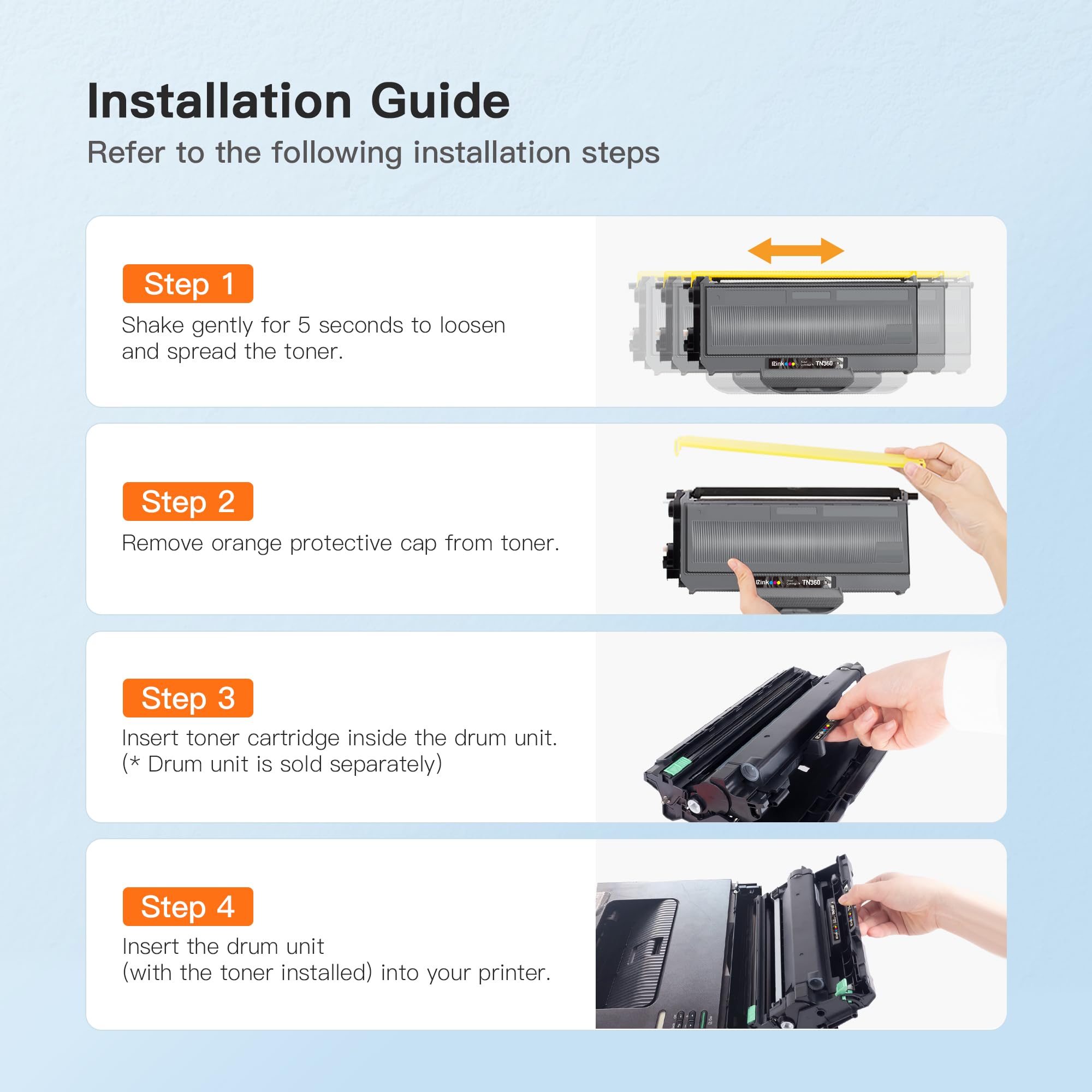 E-Z Ink Compatible Toner Cartridge Replacement for Brother TN330 TN360 TN-330 TN-360 High Yield Compatible with DCP-7040 DCP-7030 MFC-7840W HL-2140 MFC-7340 MFC-7440N HL-2170W HL-2150N (2 Black)