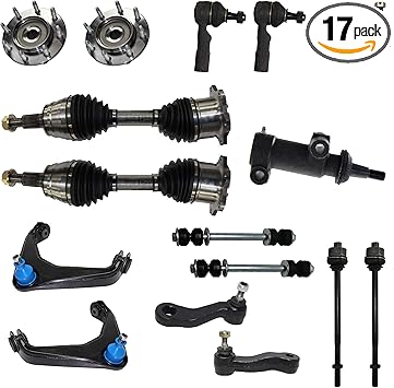 Detroit Axle 17pc Complete Front Cv Axle Drive Shaft Wheel Hub Amp Bearing Upper Control Arm Suspension Kit For 01 06 Chevy Gmc 4x4 8 Lug Silverado