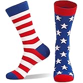 xywlwoer American Flag Socks for Men Women, 4th of July Middle Socks Stars and Stripes Patriotic USA Freedom Day Gifts