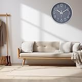 jomparis Silent Quartz Sweep Round Wall Clock 12 in Grey Modern Decor view 3