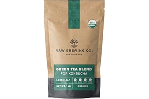 RAW BREWING COMPANY Kombucha.com Certified Organic Loose Leaf Tea - Kombucha Brewing Blends (Green Tea Blend, 1 Pound + 100 XL FILTER BAGS)
