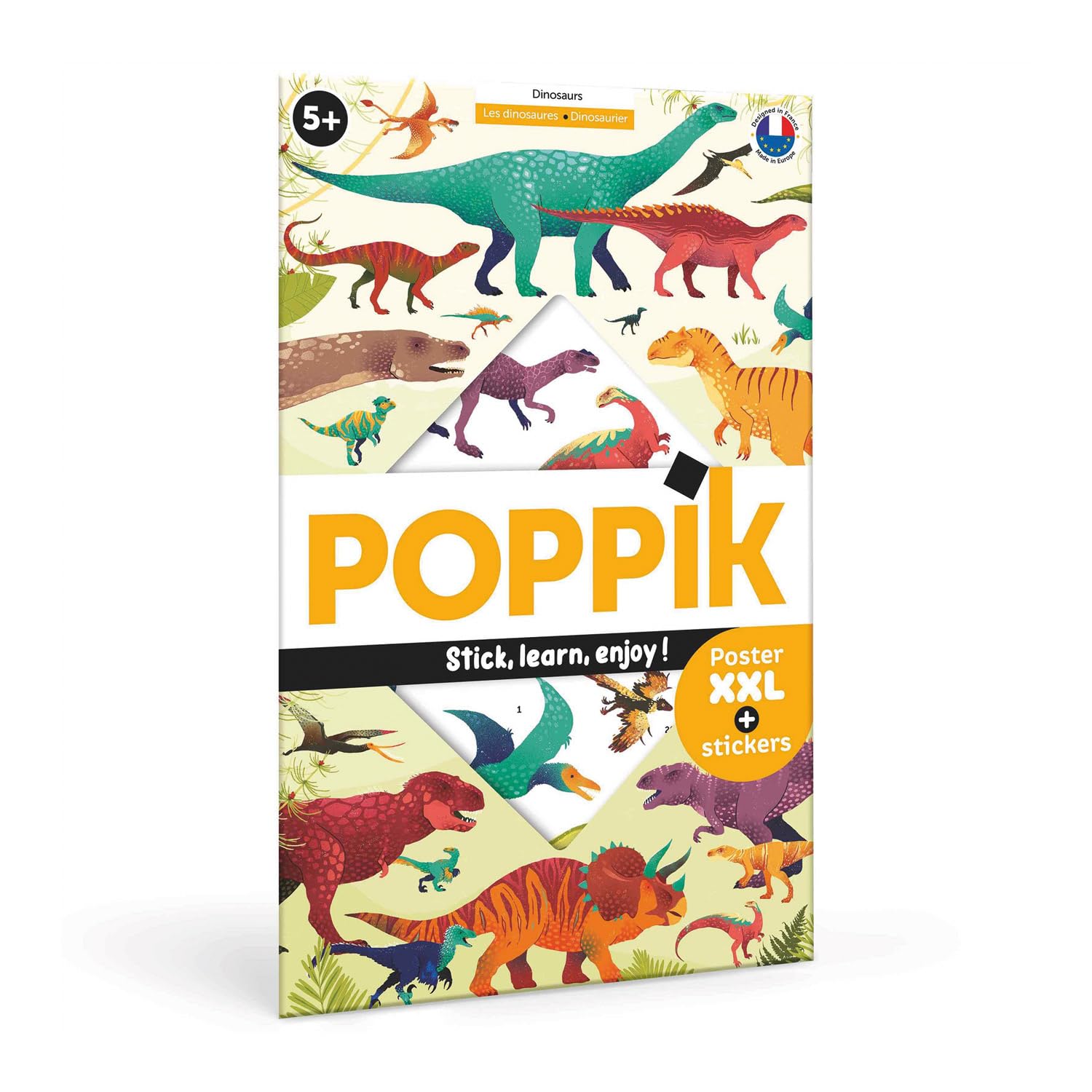 POPPIK,one Size,Multicoloured,DIS005 Discovery Sticker Kit Dinosaurs - for Ages 5 and Above. Fun, Educational Poster Kit for Kids