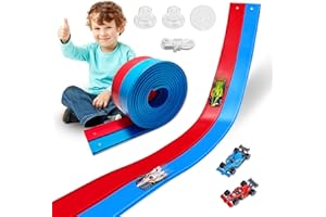 Jouets flexibles pour enfants de 4,6 m avec 4 voitures et ventouses, circuit de course portable à double voie compatible avec
