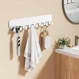 pickpiff White Wall Key Holder 8 Hooks Adhesive No Drill Rust-Resistant view 4
