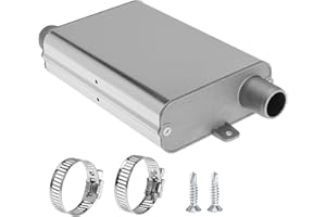 YiEC ZAN 24mm Exhaust Muffler Pipe Upgraded for Chinese for Eberspacher Diesel Heaters Air Compressor with 2 clamps and screws, Silver