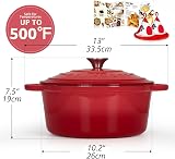 Overmont Enameled Cast Iron Casserole Dish 26 cm Red Dutch Oven view 2