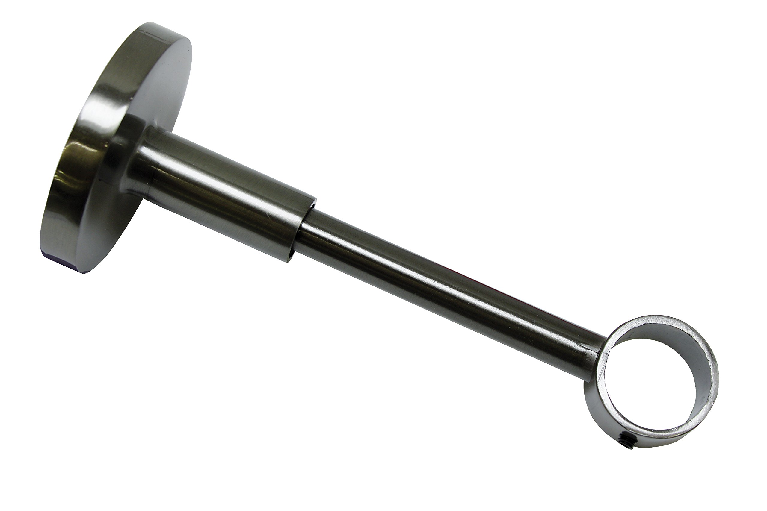 Gardinia Bracket with Mounting Plate for Curtain Rods, 1-Rod Holder, Closed, Mounting Kit Included, Chicago Series, 20 mm Diameter, Titanium