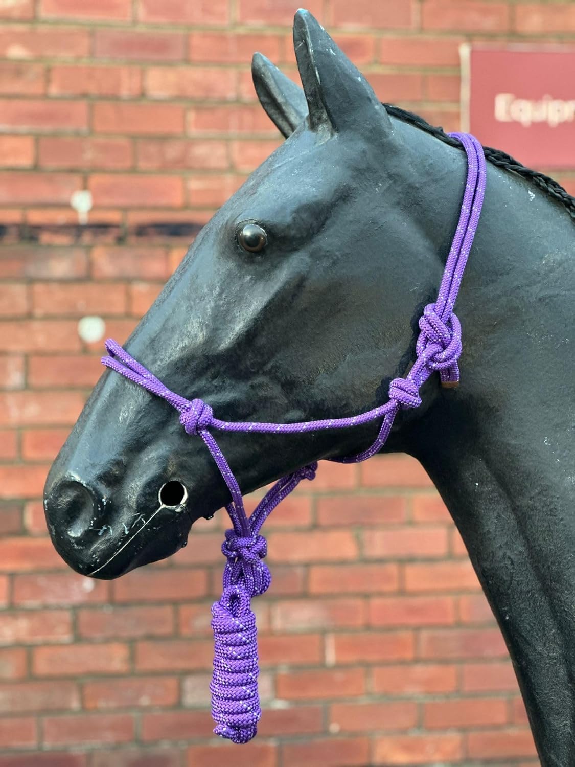 Hi-Viz Reflective Rope Headcollar with Lead Rope Se Fully Adjustable (Cob, Purple)