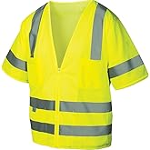 Pyramex RVZ31 Series Class 3 Safety Vest Hi-Vis Lime Medium | For Unisex Wear.