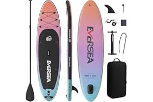 EVERSEA Inflatable Stand-Up Paddle Boards – Available 32"/33"/34" Widths Inflatable Paddle Board with SUP Accessories, Camera Mount, Basic All-Around SUP Board for All Skill Levels, Up to 450lbs