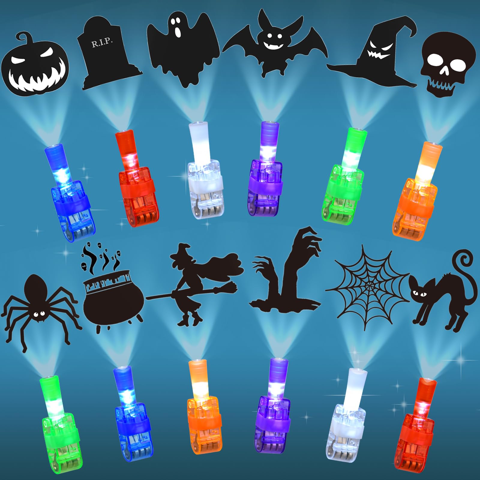 Photo 1 of 36pcs Halloween LED Finger Lights, Halloween Party Favors for Kids LED Light Up Toys Classroom Rewards Gifts, Halloween Treats Goody Bag Filler