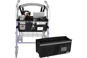 supregear Rollator Basket, Rollator Walker Bag w/Cup Holder, Foldable Rolling Walker Waterproof Storage Pouch with Big Capaci