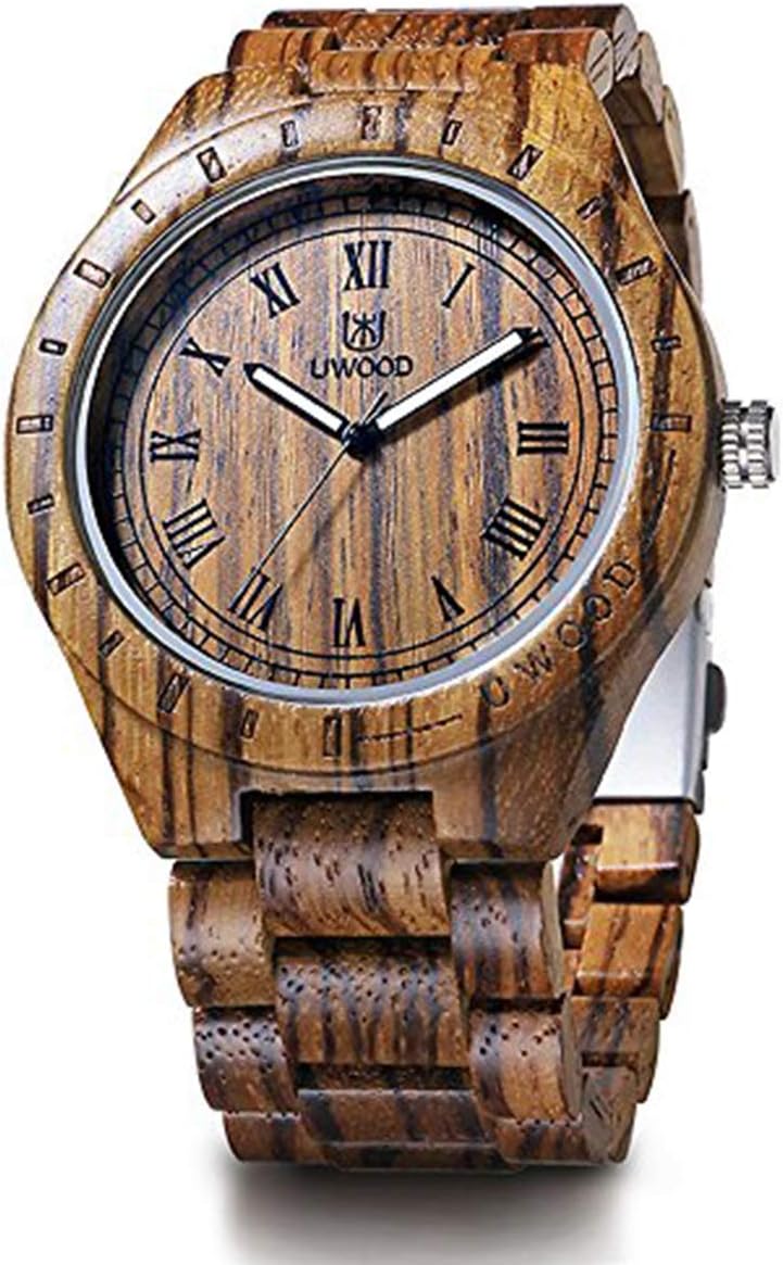 Men's Wooden Watch,BIOSTON Handmade Natural Vintage Quartz Wristwatch