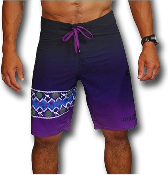 HOOEY Men's Purple Print Board Shorts Rb1018bkpl at Amazon Men’s