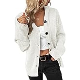 Women's Casual Cardigan V Neck Button Down Long Sleeve Hooded Outerwear Winter Knit Sweater Coats