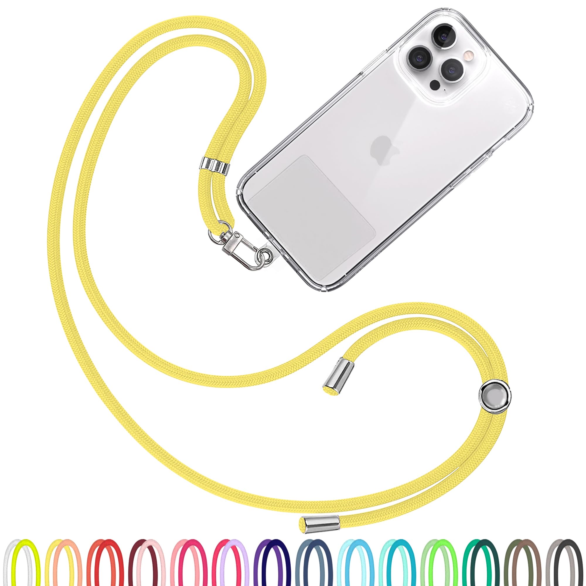 TBOC Cell Phone Lanyard [Yellow] - Comfortable Universal Smartphone Lanyard - Easy to Use Neck Phone Holder [Clear Patch] - Adjustable Length Phone Strap Crossbody - Fits All Mobile Phones