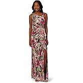 Adrianna Papell Womens Asymmetric Metallic Gown