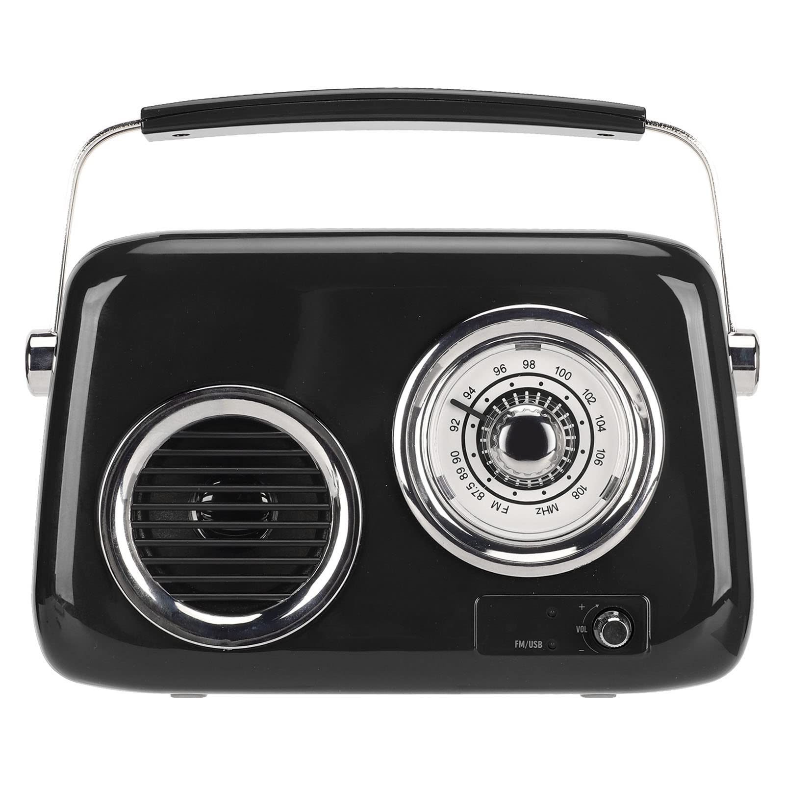 Vintage Bluetooth Speaker, Portable Digital Radio, Handheld HiFi Stereo Sound, Cute Old Fashion Style Radio for Party Outdoor (Black)
