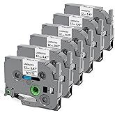 Labelife TZe TZ Tape 12mm 0.47 Laminated White, TZe-231 TZe231 Replacement for Brother P Touch Label Maker Tape Refills, Compatible with Brother PT-D210 D220 H110 D400 D410 D610BT, 12mm x 8m, 6-Pack