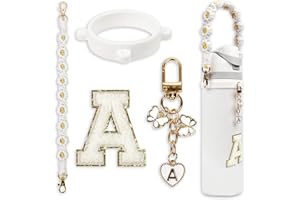 SITKOL Cute Letter Charm Set Compatible with Owala Water Bottle 24 oz, 32 oz, 40 oz, Owala Kids, Owala Coffee Tumbler, Owala FreeSip – Includes Handle Strap, for Owala Accessories & Stanley Cup Accessories