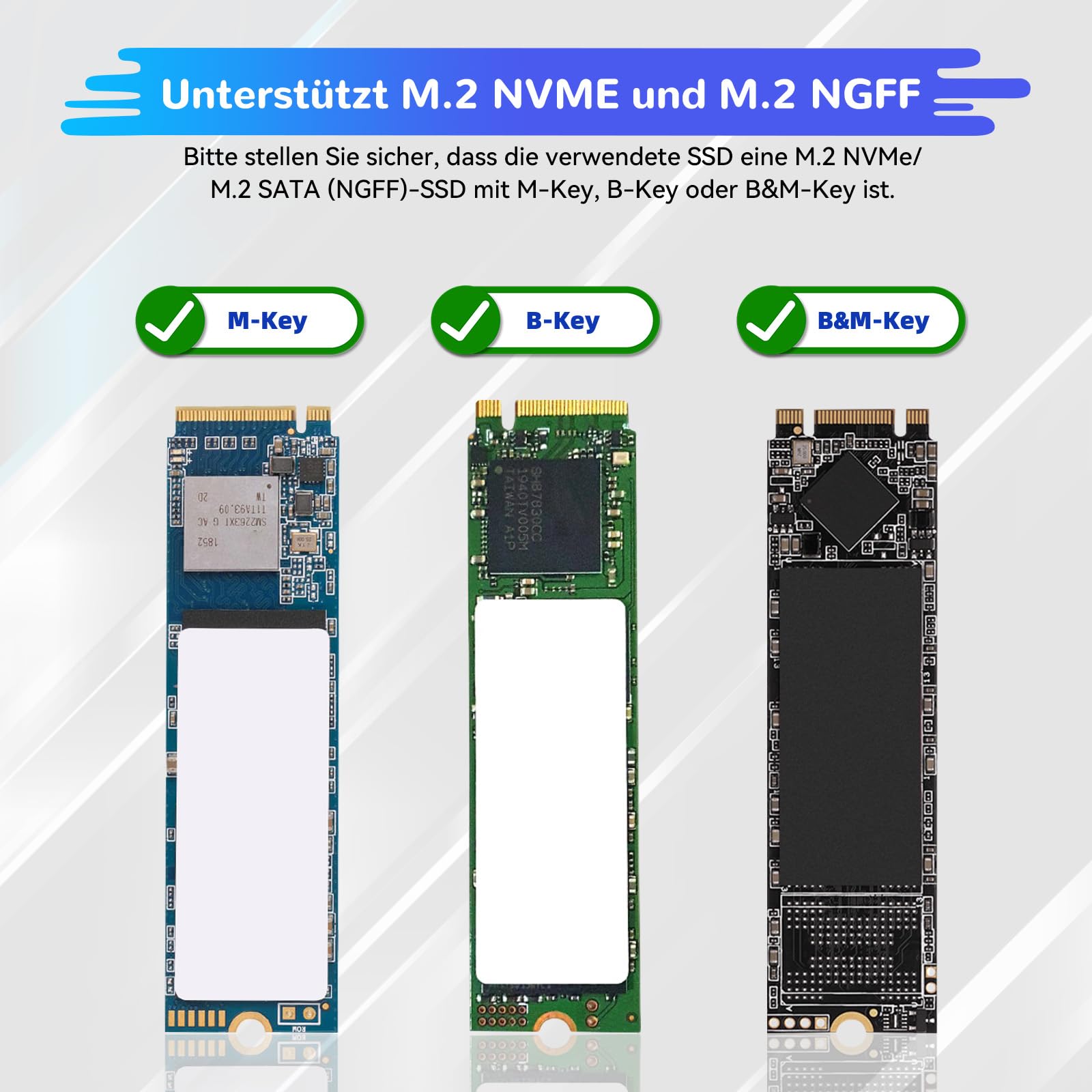 ELUTENG M.2 NVME NGFF USB Adapter, 10Gbps USB 3.1 Gen2 M2 SSD, USB zu PCIE NVME SATA SSD Festplatte Adapter Konverter Karte, UASP für B-Key/M-Key/B+M Key 2280 2260 2242 2230 5