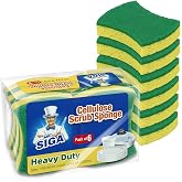 MR.SIGA Heavy Duty Cellulose Scrub Sponge, Dual-Sided Dish Sponge, 12 Pack | Heavy duty dishwashing sponges, dish sponges, kitchen sponges, cellulose sponges, sponges for dishes, dish scrubber