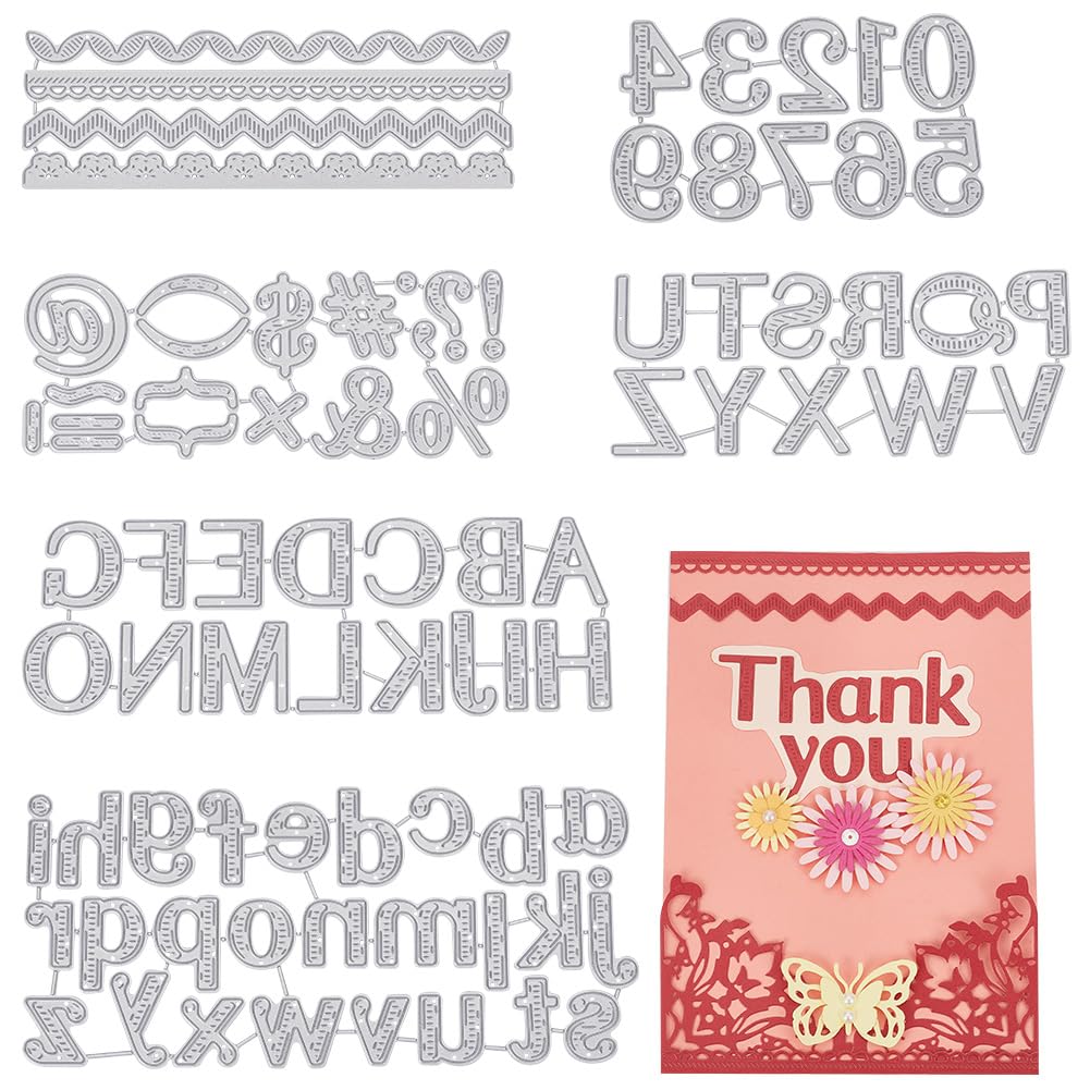 INFUNLY 81Pcs Alphabet Letters Cutting Die Number Die Cuts Metal Embossing Lace Die Cut for Card Making Letter Symbol Cutting Dies for DIY Scrapbooking Craft Album Gift Paper Card Decor Easter