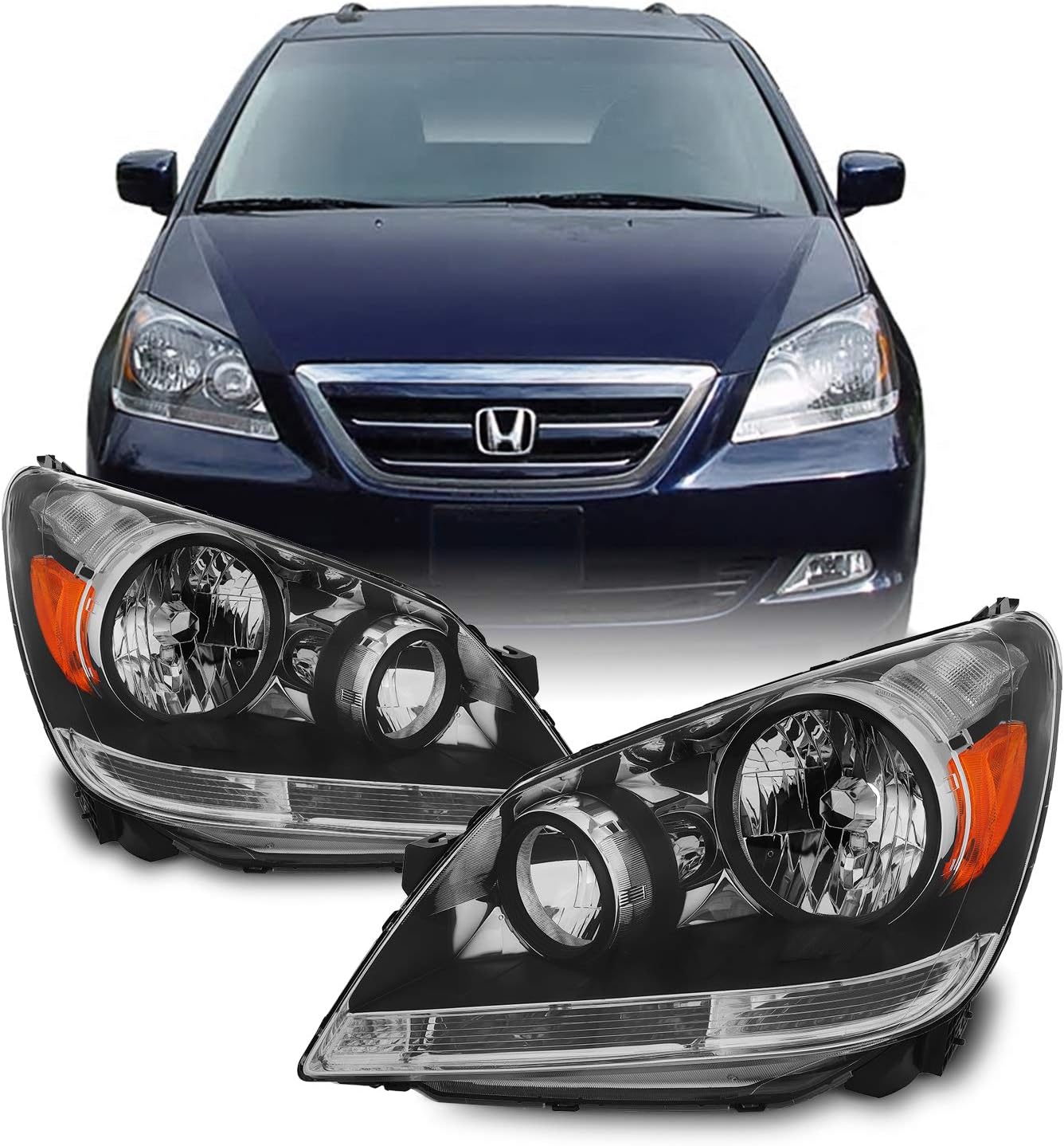 Amazon Com Akkon For Honda Odyssey Chrome Oe Replacement Headlights Driver Passenger Head Lamps Pair Automotive