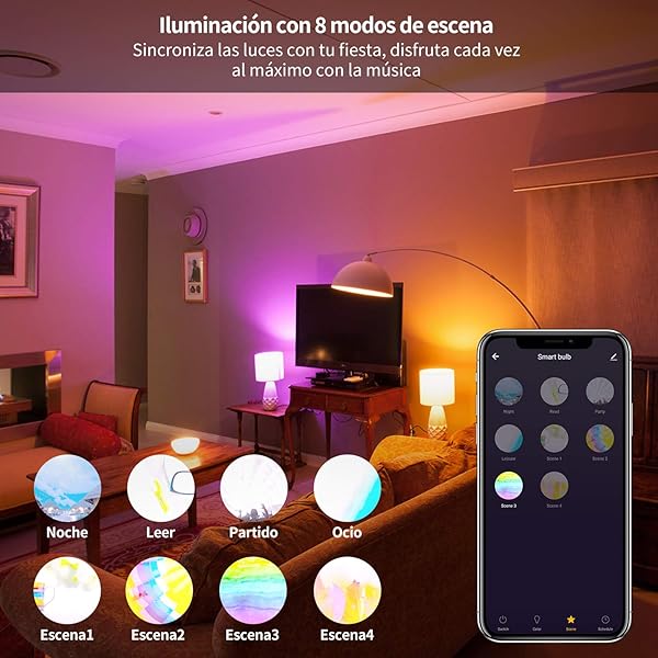 Bombilla LED Inteligente WiFi AISIRER 10W 1000LM E27 Lmpara WiFi Bombilla Luces ClidasFras RGB Funciona con Alexa Echo Echo Dot Google Home 16 Millones de Colores Equivalente 90 W 2 Pack