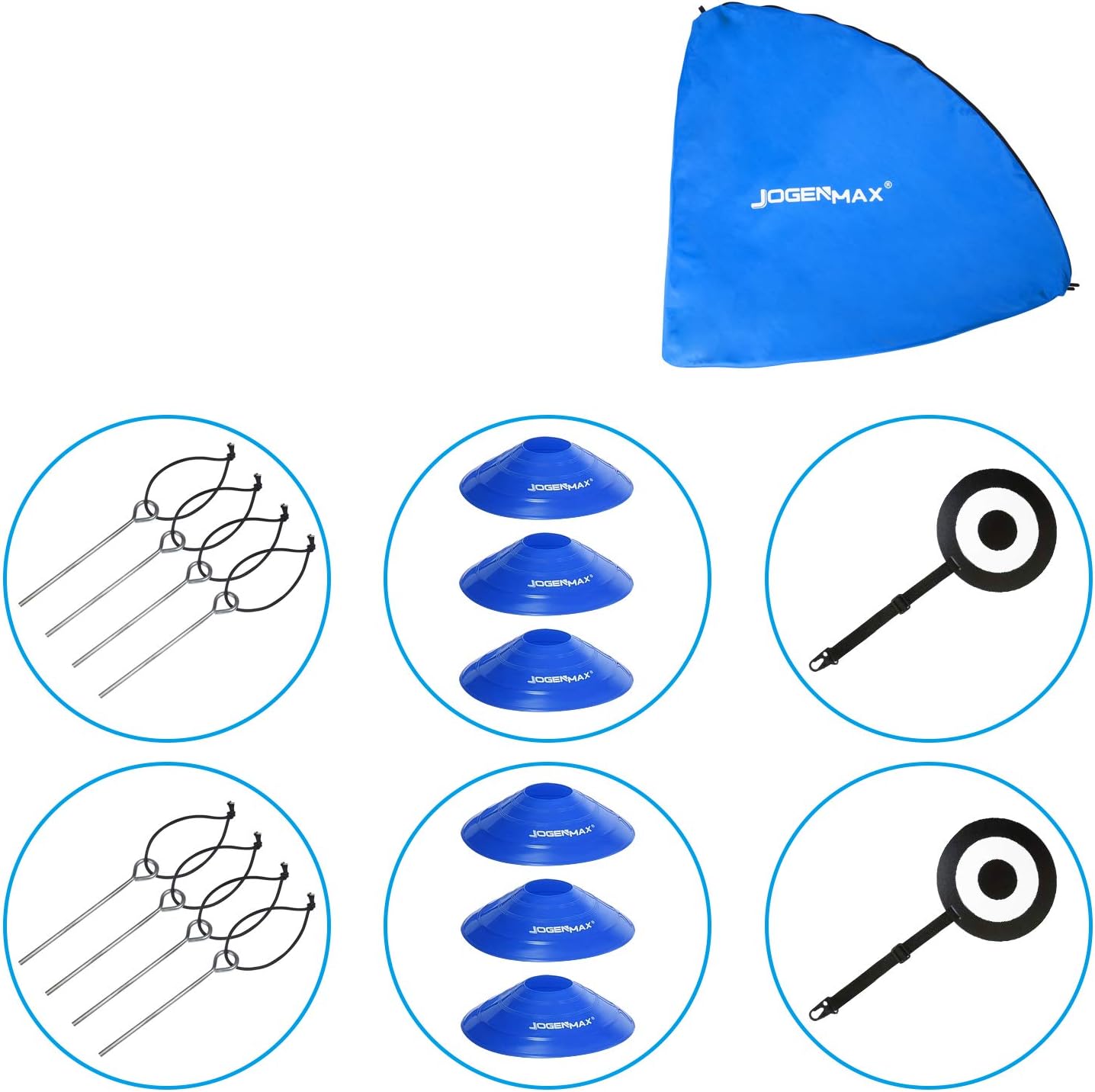 JOGENMAX Portable Soccer Goal, Pop Up Goal Nets with Aim Target, Set of 2, with Agility Training Cones, Led Lights and Portable Carrying Case for Kids & Adults Size 4‘X3’X3‘ : Sports & Outdoors