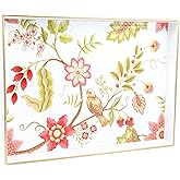 Spsyrine Decorative Serving Tray with Handles, White Lacquered Coffee Table Tray for Ottoman, Rectangle Waterproof Platters for Centerpieces, Parties, Living Room, Kitchen Counter Organization