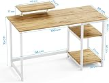 GreenForest 100cm Office Desk with Monitor Stand Oak Finish view 2