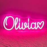Olivia Name Neon Sign 14 in, Christmas Gifts for Kids Teens Girls Boys, Olivia Neon Signs for Wall Decor, USB LED Dimmer Neon Lights for Bedroom Dorm Room Birthday Gift