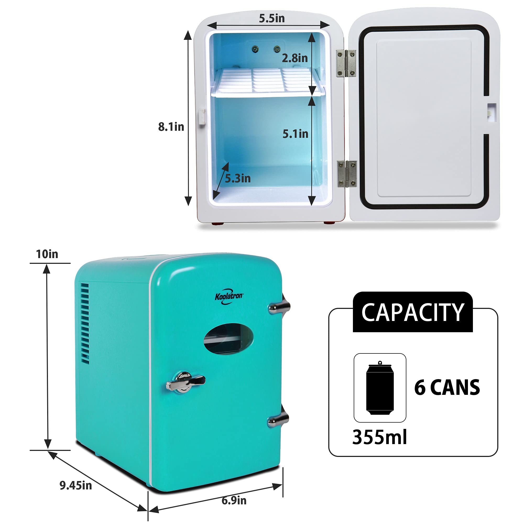 Koolatron Retro Portable Mini Fridge 4 Liter/6 Can