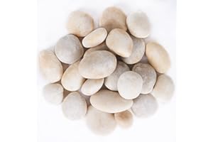 Ausluru 11LB Stones Pebbles River Rocks, 100% Natural Hand-Picked Premium Decorative Pebbles, Ideal for Garden Landscaping, Home Decor, Aquariums, Painting, Crafting and Gifts, Cream White