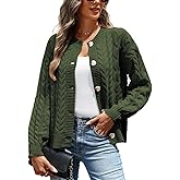 VIMPUNEC Fall Cardigan Sweaters for Women Casual Cable Knit Button Down Jackets Long Sleeve Open Front Outwear Coats