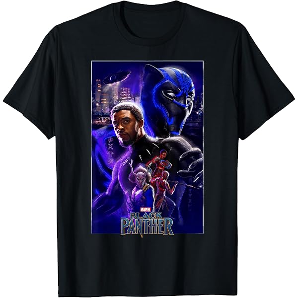 Amazon.com: Marvel Infinity War Black Panther Neon Glow Graphic T