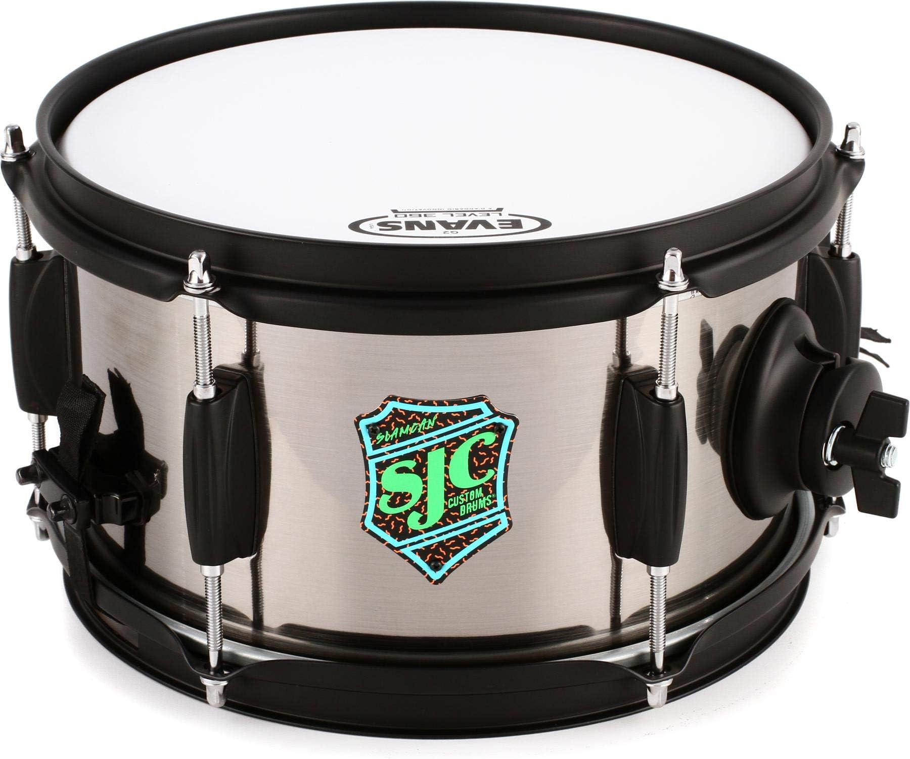 SJC Custom Drums Slam Can Side Snare Drum - 6 x 10 inch - Brushed Nickel Wrap