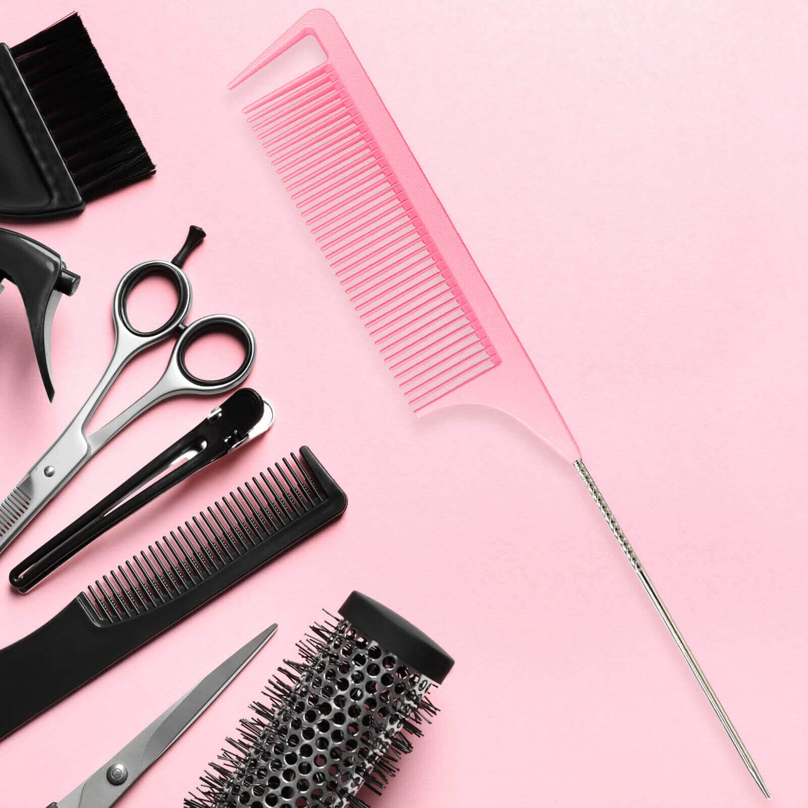 Yumflan Rat Tail Combs, 3Pcs Parting Combs for Braiding Hair, Nylon Hair Comb Rat Tail Comb Rattail Comb with Stainless Steel Pintail for Sectioning, Parting and Styling (Pink)