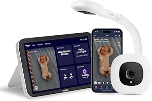 Nanit Smart Baby Monitor System with Floor Stand - Crystal-Clear Video, Real-Time Notifications, Sleep Insights - 8-inch Display/App Integration - Baby Must Haves for Parents