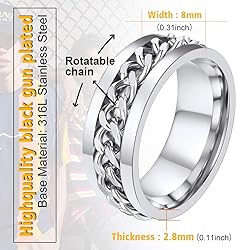 Anxiety Ring for Women Men Size 7 Stainless Steel