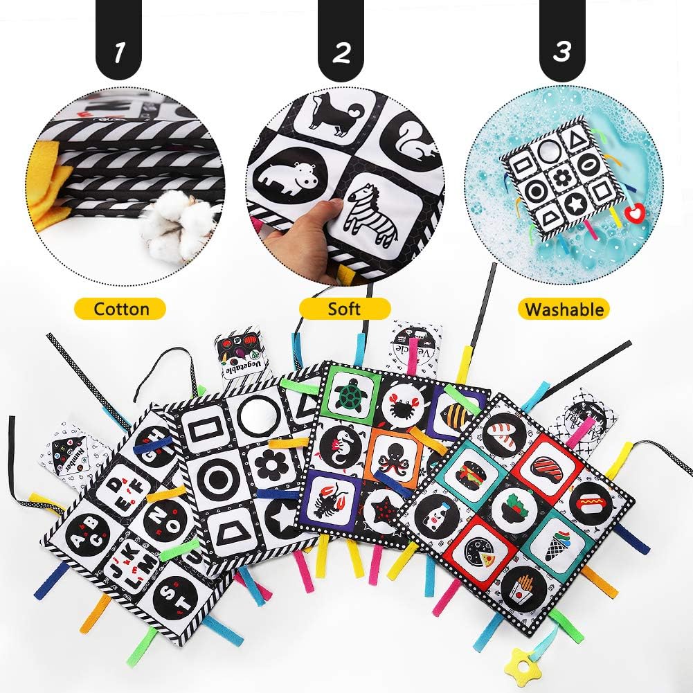 teytoy Black and White Baby Toys, High Contrast Tummy Time Square Mats -Interactive Activity Mats - Image 4