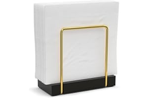 Napkin Holder for Table, Bamboo Iron Standing Napkin Dispenser for Kitchen Dining Table Farmhouse Cocktail Picnic Rustic Wood