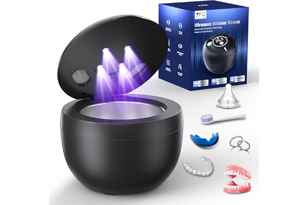Ultrasonic Retainer Cleaner(2026 Upgraded), 45kHz Cleaning Machine for Dentures, Mouth Guards, Braces, Toothbrush & Jewelry,