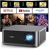 HAPPRUN 2500 ANSI Lumens Outdoor Projector with Built-in Streaming Apps, 4K Decoding Resolution, Dolby Audio, WiFi 6 and Bluetooth 5.2 for Indoor and Outdoor Home Theater